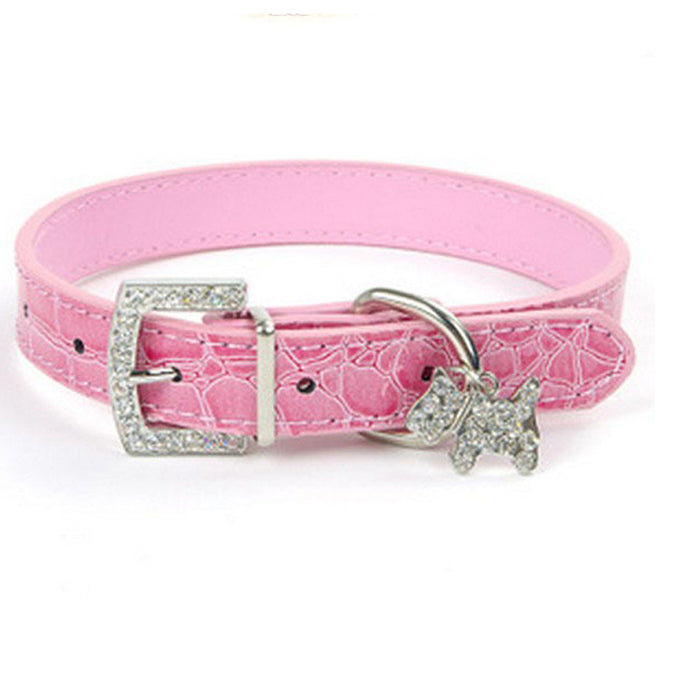 Pups! Crystal Leather Collar - 5 colours available-Pups Closet