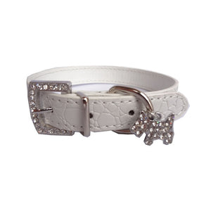 Pups! Crystal Leather Collar - 5 colours available-Pups Closet
