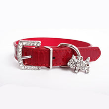 Load image into Gallery viewer, Pups! Crystal Leather Collar - 5 colours available-Pups Closet