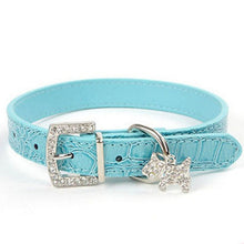 Load image into Gallery viewer, Pups! Crystal Leather Collar - 5 colours available-Pups Closet