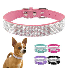 Load image into Gallery viewer, Pups! Bling Leather Collar - 5 colours available-Pups Closet